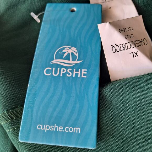 NWT Cupshe Ramla Dress Satin Pleated One Shoulder Sheath Midi Gown Green Size XL - Picture 11 of 13